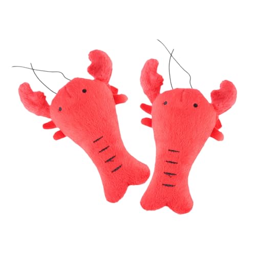 VILLFUL 2 Stück Quietschendes Kauspielzeug für Kleine Hunde Teiliges Lobster Design Robust und Beißfest Interaktives Plüschspielzeug für Welpen und Kleine Haustiere für Drinnen und von VILLFUL