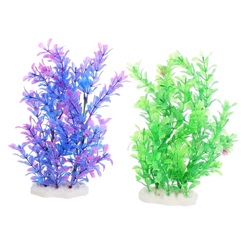 VILLFUL 2 Stück Teiliges Aquarium Deko Simulation Wasserpflanzen Kunstpflanzen für Fischbecken Grün Lebensecht Pflegeleicht von VILLFUL