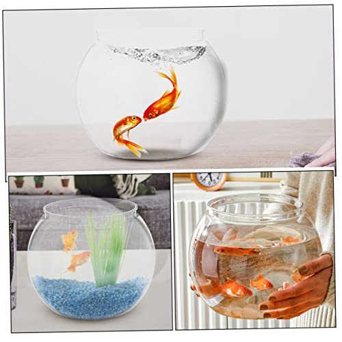 VILLFUL 2 Stück Transparenter Fischglas aus Bruchsicherem Kunststoff Kleiner und Mittlerer Runder Aquarium Deko für Büro und Zuhause Desktop Fischbecken zur Wohnraumverschönerung von VILLFUL