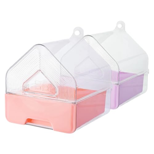 VILLFUL 2 Stück papagei badewanne Vogelkäfigbad kleine Vogelbadewanne Vögel Badewanne hängende Vogelbadewanne Wellensittichbad Vogel Wasserschale Papagei-Vogel-Badewanne Plastik von VILLFUL