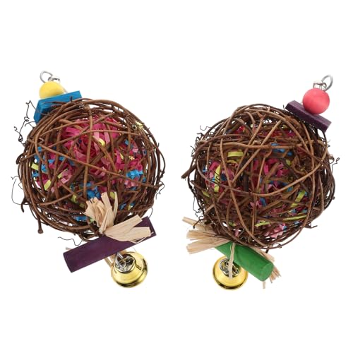 VILLFUL 2 Stück Vogel-hängeballspielzeug Papageien-kauspielzeug Vogelkäfig-zubehör Dekoration Sicher Langlebig von VILLFUL