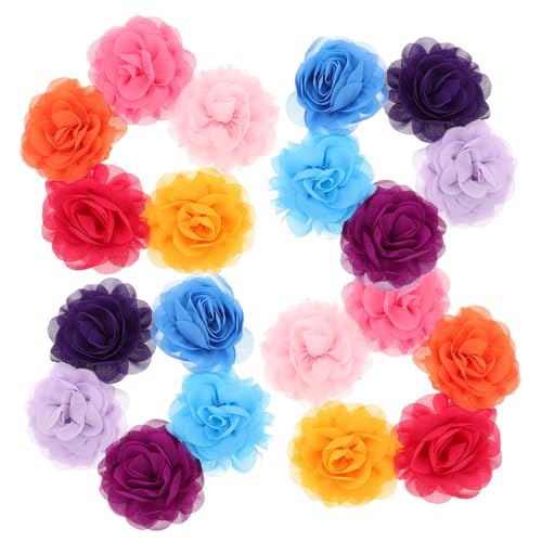 VILLFUL 20 Stück Teiliges Bunte Chiffon Hundehalsbandblumen Weiche Farbechte Haustier Blumen mit Schleifen für Katzen Welpen und Hunde Aller Einfach Anzubringen Komfortable von VILLFUL