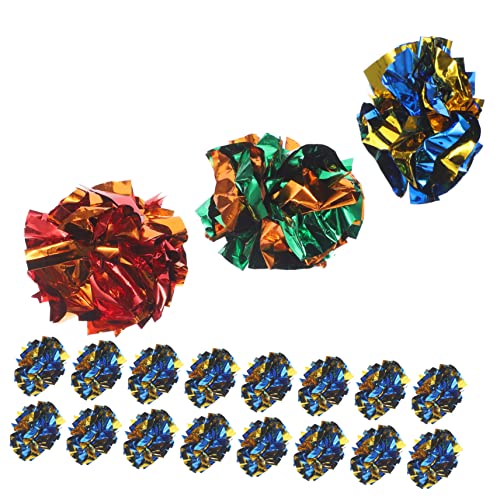 VILLFUL 20 Stück Teiliges Katzenspielzeug Crinkle Bälle mit Wiederverwendbare Robuste Spielbälle für Kätzchen und Hauskatzen Interaktives Katzenkugelspiel zur Zufällige Farbe von VILLFUL