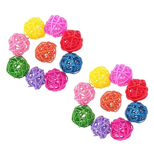 VILLFUL 20 Stück Rattan Kaubälle für Vögel Kauspielzeug für Papageien Hamster Kaninchen Meerschweinchen Langlebiges Selbstgemacht Spielzeug zur Spielverhalten und Zahnpflege von VILLFUL