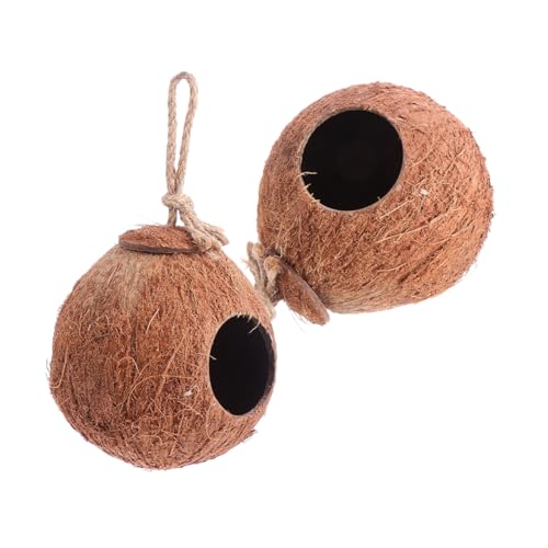 VILLFUL 2Stücke Kokosnussschalen Nest Hängendes Vogelhaus für Papageien Dekoratives Vogelkäfig Zubehör Atmungsaktive und Langlebige Hängematte für Vögel im Freien VILLFUL 2Stücke Kokosnussschalen Nest Hängendes Vogelhaus für Papageien Dekoratives Vogelkäfig Zubehör Atmungsaktive und Langlebige Hängematte für Vögel im Freien von VILLFUL