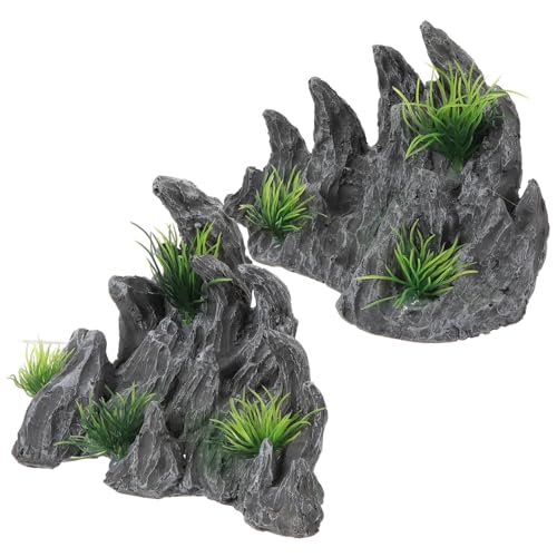 VILLFUL 2-TLG Aquarium-Dekoration Simulation Landschaftsgestaltung Steingarten Für Heim Und Büroumgebung von VILLFUL