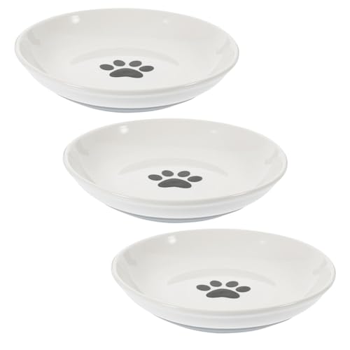 VILLFUL 3 Stück Keramik Katzennapf, Welpen Futterspender, Haustier Katzen Futterspender, Runde Katzennäpfe, Katzen Futternapf, Katzenteller Für Nassfutter, Flache Katzen Wasserschüssel, von VILLFUL