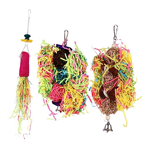 VILLFUL 3 Stück Papagei Kauspielzeug Teiliges Set Buntes Hängespielzeug für Käfig Vögel Sittiche Wellensittiche von Spiel und Gesundheit Langlebig und Einfach zu Befestigen von VILLFUL