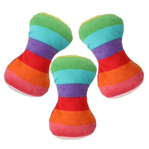 VILLFUL 3 Stück Plüsch Hundespielzeug Knochenform mit Quietscher Waschbare Weiche Kauspielzeuge für Interaktive und Training für Kleine und Welpen von VILLFUL
