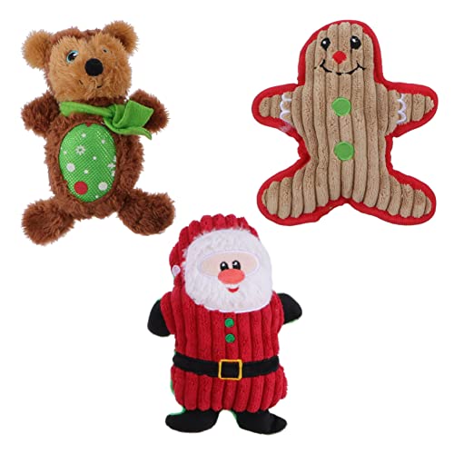 VILLFUL 3stücke Teiliges Plüsch-hundespielzeug Weihnachten Quietschende Molar-Toys Für Kleine Und Mittelgroße Hunde Fördert Gesunde Zahnreinigung Und Interaktives von VILLFUL