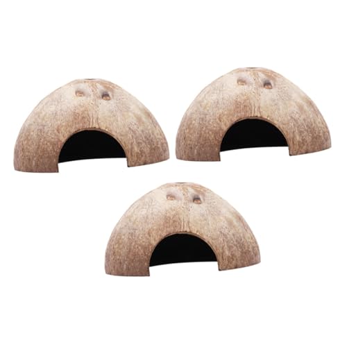 VILLFUL 3Stücke Teiliges Kokosnuss Versteck für Hamster und Ratten Dekorative Rattenhöhle aus Natürlichem Material für Kleintiere Bietet Sicheren Rückzugsort und Spielplatz von VILLFUL
