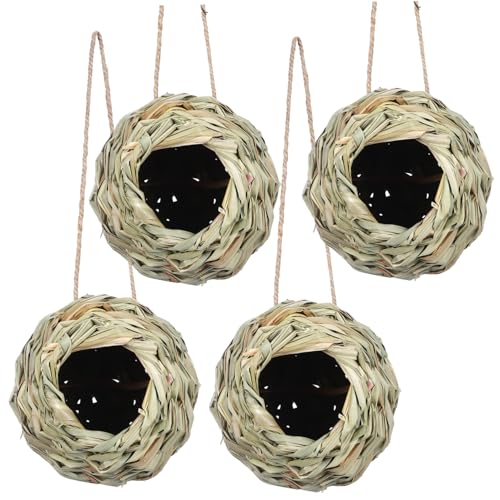 VILLFUL 4 Stück Hängendes Vogelhaus aus Geflochtenem Gras für Sittiche und Kleine Vögel Sicheres und Offenes Design für Garten und Balkon VILLFUL 4 Stück Hängendes Vogelhaus aus Geflochtenem Gras für Sittiche und Kleine Vögel Sicheres und Offenes Design für Garten und Balkon von VILLFUL