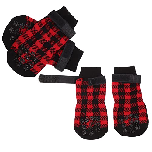 VILLFUL 4 Stück rutschfeste Hundesocken Für Haustiere Weihnachtssocken Pfotenschutz Warme Fußsocken von VILLFUL
