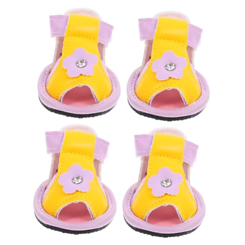 VILLFUL Süße Hundeschuhe mit Blumenmuster für den Sommer 4 Stück PU-Hundesandalen rutschfeste Sohle Hundepfotenschutz Stiefel für Hunde Violett VILLFUL Süße Hundeschuhe mit Blumenmuster für den Sommer 4 Stück PU-Hundesandalen rutschfeste Sohle Hundepfotenschutz Stiefel für Hunde Violett von VILLFUL