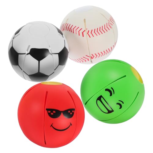 VILLFUL 4 Stück Spielzeugball Drücken Spielzeug Für Kinder Ball Für Hunde Haustier-scheibenball Fußballspielzeug Für Hunde Haustierzubehör Beißball Für Den Ball Aufheben Plastik Draussen von VILLFUL