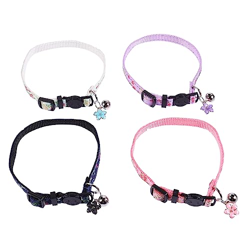 VILLFUL 4 Stück Teiliges Katzenhalsband mit Blumenmuster Verstellbar und Halskette für Kätzchen Rosa und Komfortabel und Dekorativ für Haustiere von VILLFUL