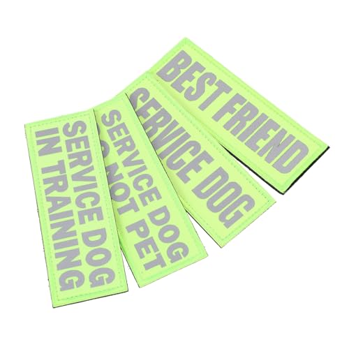 VILLFUL 4 Stück Teiliges Service Hund Patch Reflektierend Leicht Professionelle Hundegeschirr Zubehör für Outdoor Aktivitäten und Haustierkleidung Dekoration von VILLFUL