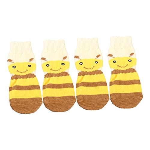 VILLFUL 4 Stück Haustiersocken XL rutschfeste Socken entzückende strümpfe gelbe Socke sockenschuhe Warme Socken für Haustiere wintersocken für Haustiere der Hund thermische Socken Stiefel von VILLFUL
