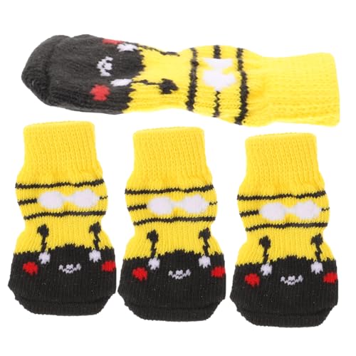VILLFUL 4 Stück rutschfeste Hundesocken aus Weichem Baumwollmaterial Wärmend und Bequem für Kleine bis Große Hunde Leicht Anzuziehen Schützt Pfoten Drinnen und Unterwegs Modisches Cartoon von VILLFUL