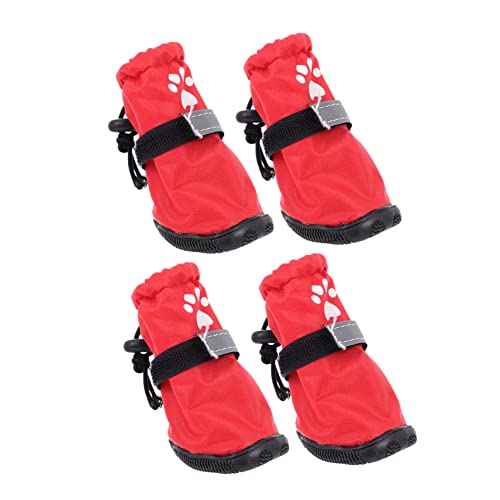 VILLFUL 4 Stück wasserdichte Hundeschuhe für Kleine und Mittlere Hunde rutschfeste Regenstiefel mit Reflektierenden Details Schutz Pfoten Beim und Laufen im Freien von VILLFUL