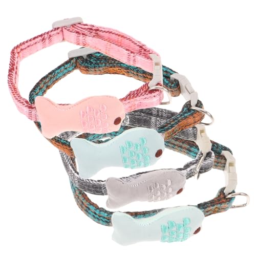 VILLFUL 4Stücke Katzenhalsband Set Verstellbares Fischdesign Haustierzubehör für Kätzchen für Süße Outfits Sicher Handhaben von VILLFUL