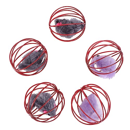 VILLFUL 5 Stück Katzenspielzeug Käfigmausball Plüschmaus Spielzeug Für Katzenbedarf von VILLFUL