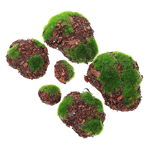VILLFUL 6 Stück Künstliche Moossteine Dekorative Mooskugeln für Aquarien und Terrarien Hochwertiges Imitationsmoos für Kreative DIY Projekte und Natürliche Dekoration von VILLFUL