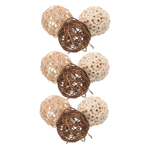 VILLFUL 9-teiliges Vogel-Spielzeug-Set Rattanbälle Für Papageien Käfig-Spielzeug Naturmaterialien Kauspielzeug Für Vögel von VILLFUL
