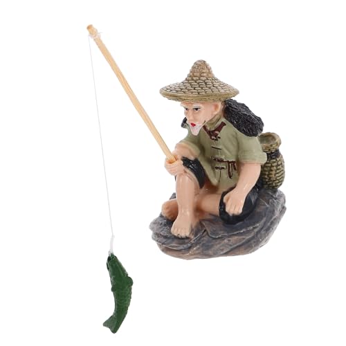 VILLFUL Mini-fischerstatue Ornament Dekorative Fischerfigur Für Aquarium Und Garten von VILLFUL