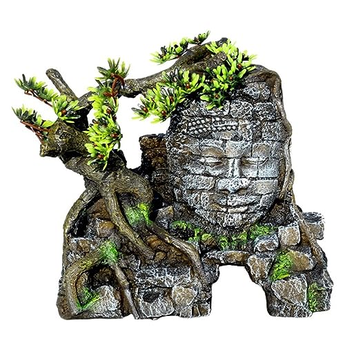 VILLFUL Aquarium Dekoration Buddha Schloss Ornament Harz Landschaft für Aquarien Bietet Fisch Schutz und Verbesserte Ästhetik für Wohnzimmer und Terrarien von VILLFUL