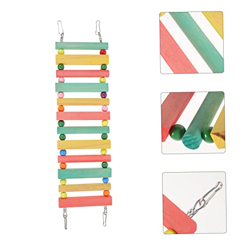VILLFUL Bunte Holzperlen Kletterleiter Vogelspielzeug für Papageien Wellensittiche und Kleintiere Langlebige Holzleiter mit Edelstahlseil Kletterspielzeug für Hamster und Vögel im Käfig von VILLFUL