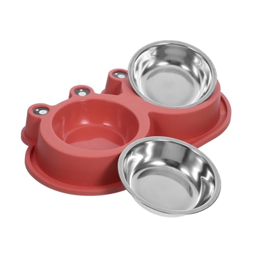 VILLFUL Doppelnapf für Futter und Wasser mit Edelstahl-Schalen Rutschfestes Auslaufsicheres Design mit Moat-Schutz für Kleine und Mittelgroße Katzen Hunde und Welpen Tragbar und Leicht zu von VILLFUL