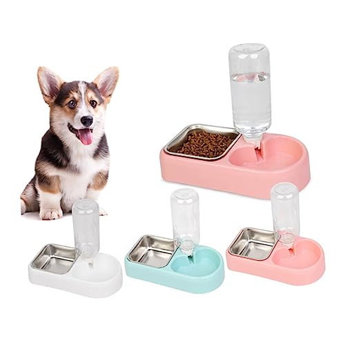 VILLFUL Doppelter Haustier Trinknapf Weiß Umkippsicheres Umweltfreundliches für Hunde und Katzen Glatte Oberfläche Praktischer Wasserspender für Zuhause und Tierbedarf von VILLFUL