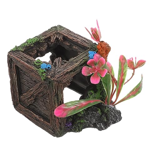 VILLFUL Fischtank Simulation, Holzkiste, Fischtank Landschaftsbau, Höhlenverstecke, Aquarium Höhlenversteck, Fischtank Höhle, Fischtank Ornament, Fischtank, Heimdekor, von VILLFUL