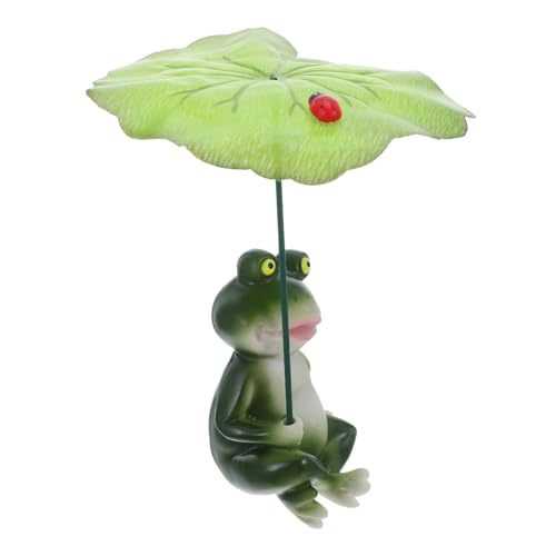 VILLFUL Frosch Deko Resinfigur mit Lotusblatt Wasserdichtes Aquarium und Gartendekor Miniatur Skulptur für Fischbecken Büro und Innenbereich Naturinspiriertes Wasserpflanzen Ornament von VILLFUL