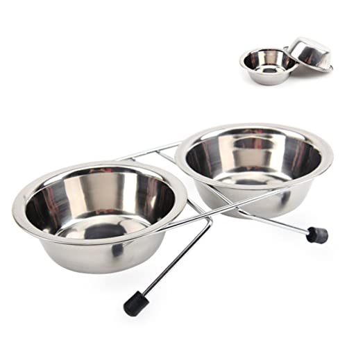 VILLFUL Großer Futternapf Für Hunde Und Katzen Aus Edelstahl Mit 2 Näpfen Und Wasserständer von VILLFUL