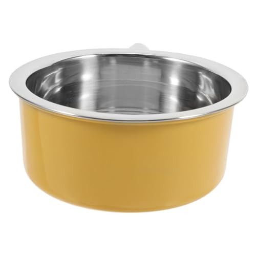 VILLFUL Hängender Futternapf für Hundekäfig Edelstahl Gelb Kleiner Wassernapf Haustiernapf Abnehmbar Robust Für Kleine Hunde Und Katzen von VILLFUL