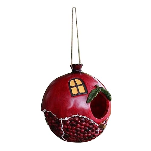 VILLFUL Hängendes Vogelhaus aus Resin Granatapfel Design Außen Deko für Vögel und Kleintiere Leicht und Abnehmbar Wetterfest und Langlebig für Garten und Balkon von VILLFUL