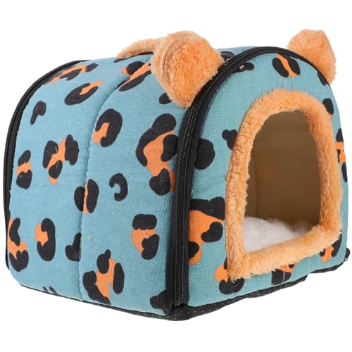 VILLFUL Hamster Warmes Nest im Cartoon Stil Kleintierbett für Meerschweinchen und Hasen Leopardenmuster und Sicheres Schlafhaus für Kleine von VILLFUL