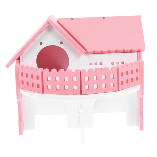 VILLFUL Doppelschichtige Hamstervilla Hamsterspielhaus Lustiges Versteck Für Kleine Haustiere Mit Plattform Und Balkon Zum Klettern von VILLFUL