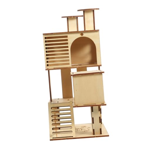 VILLFUL Hamsterplattform Aus Holz Robustes Spielzeug Für Kleintiere Unterschlupf Für Hamster Und Goldhamster Langlebige Haustier-übungshaus Mit Rutsche von VILLFUL