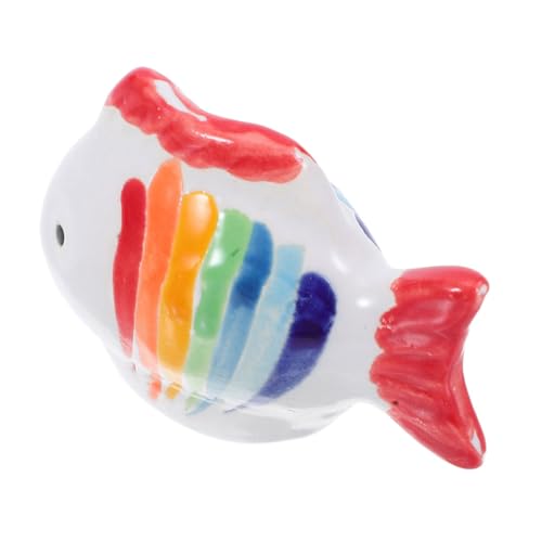 VILLFUL Handbemalte Keramische Fischfigur Schwimmende Bunte Streifen Deko Aquarium Teich Accessoires Naturnahe Unterwasser-darstellung für Garten und Wasserlandschaft von VILLFUL