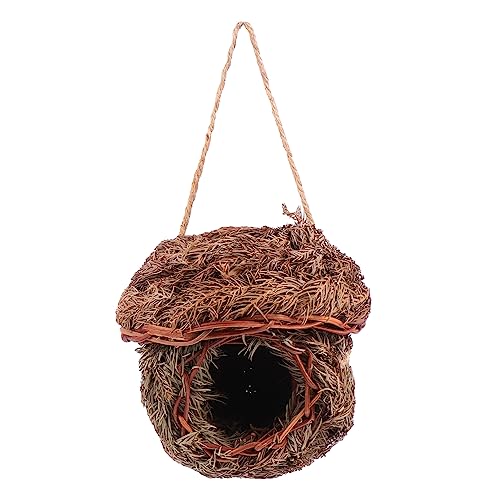 VILLFUL Handgefertigtes Vogelnest aus Natürlichem Stroh Hängendes Vogelhaus als Vogelschutzhaus und Dekoratives Vogelhäuschen Geeignet für Kleine Papageien und Wildvögel im Garten von VILLFUL