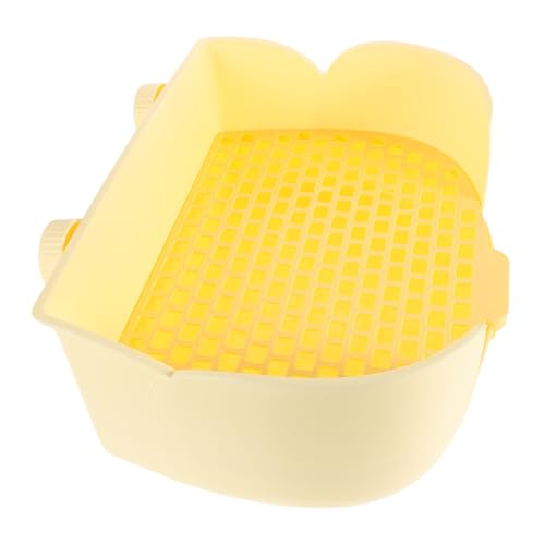VILLFUL Haustierkaninchen -Toilette Tiertoiletten Toilette mit Katzentoilette Häschen-Heu-Futterspender Heuhalter für Kaninchen Heufutterstation für Kaninchen Hasenhalter Plastik Gelb von VILLFUL