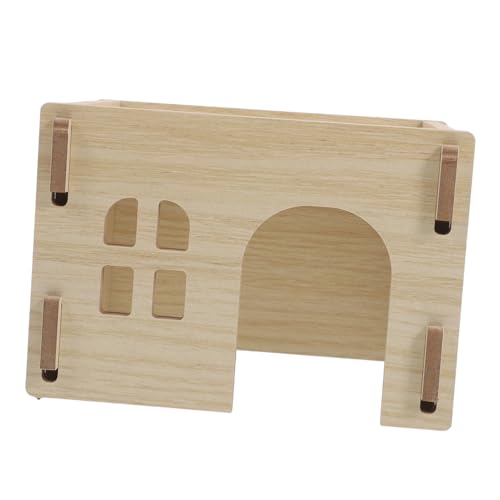 VILLFUL Hölzernes Hamsterversteckhaus Kleintier mit Futter und Wasserstation Lebensraum für Meerschweinchen Chinchilla Sicheres und Langlebiges Design von VILLFUL