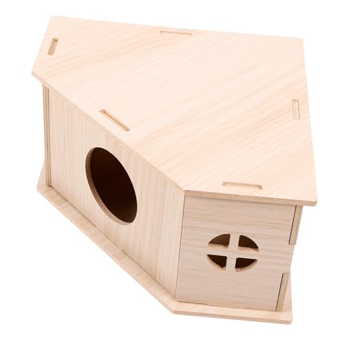 VILLFUL Holz Nagerhaus Dreieckig Kleintier Versteck Haus Für Hamster Chinchilla Eichhörnchen Haustier Schlafplatz Rückzugsort Spielhaus Umweltfreundlich Robust von VILLFUL