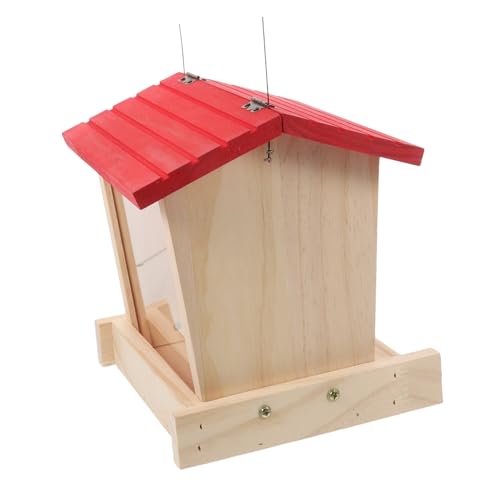 VILLFUL Holz Vogelfutterhaus für Wildvögel Regenfester Futterspender Aufhängen für Garten Balkon und Terrasse Natürliche Holzstruktur Einfache Installation und Wetterfest von VILLFUL