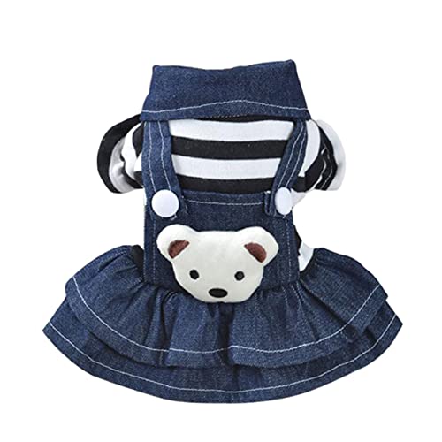 VILLFUL Hundebekleidung Denim Mädchenkleid Stand Süße Hundekleidung Welpenrock Mädchen Kleidung Hundekleidung Chihuahua Mädchen Kleidung Kleider Unterlage Sommer Haustier Einteilige Hose von VILLFUL