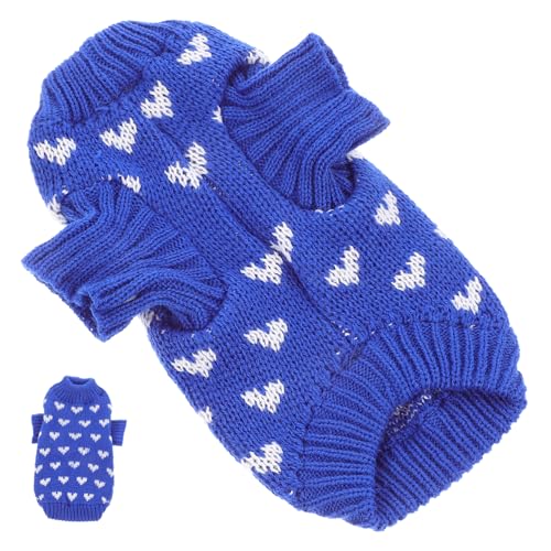 VILLFUL Hundepullover Winterkleidung Für Kleine Hunde Gestrickte Haustierkleidung Mit Herzmuster Atmungsaktiv Und Warm von VILLFUL