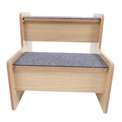 VILLFUL 2-Stufige Hundetreppe aus Holz Haustiertreppe für Kleine Hunde und Katzen Tragbare Hunderampe Installieren für Sofa und Bett rutschfest und Sicher von VILLFUL